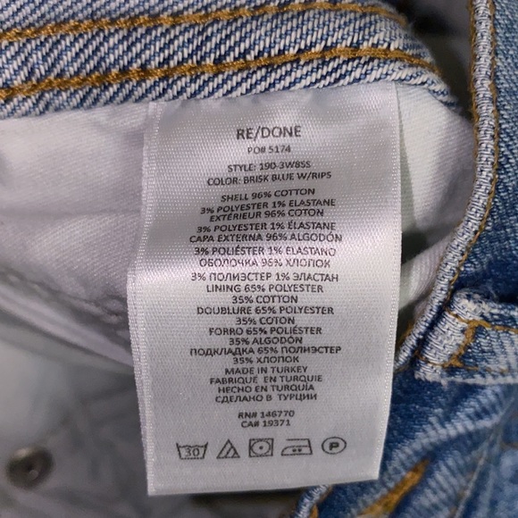 RE/DONE Originals 80's Slim Straight Brisk Blue With Rips NWT 25 - Picture 14 of 14